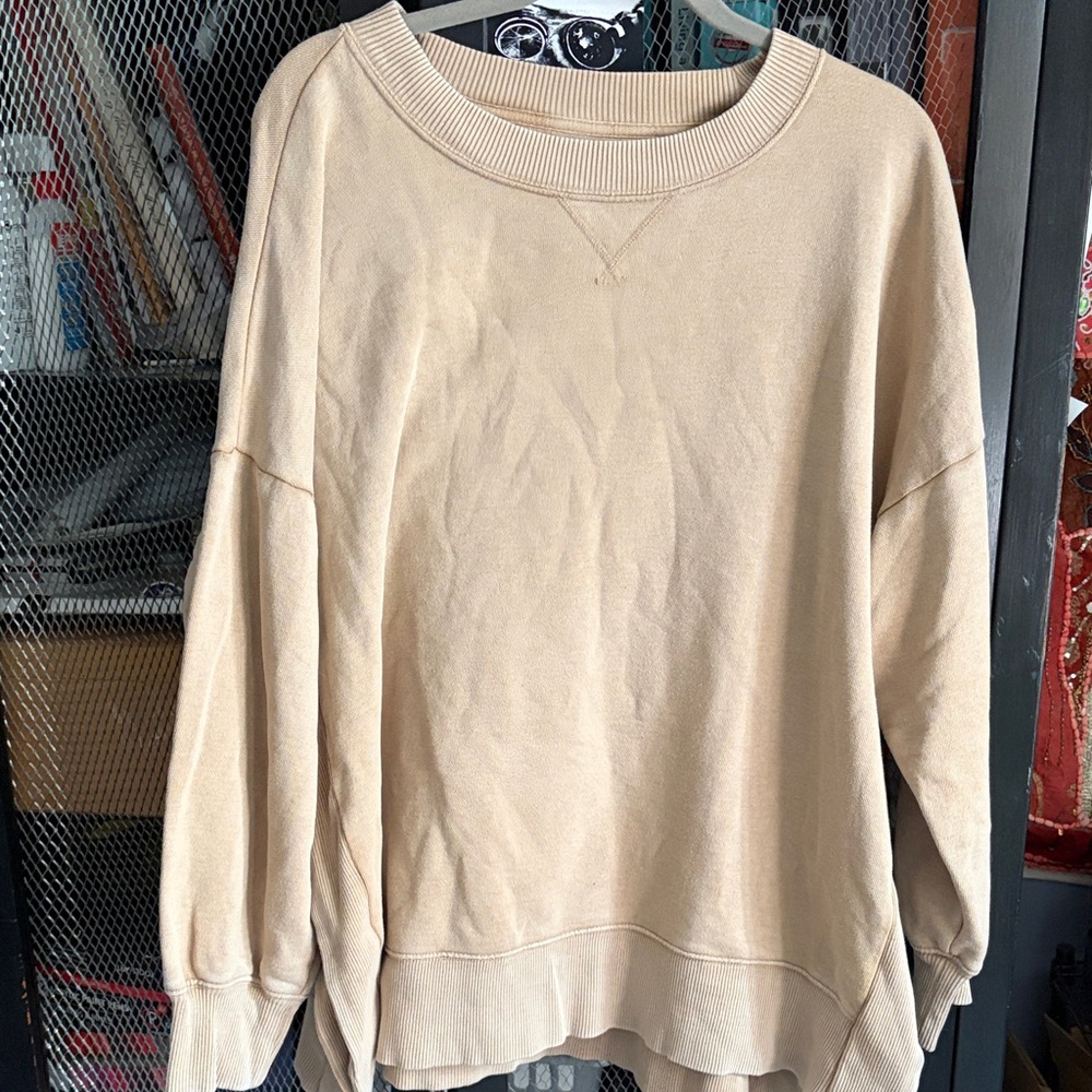 Aerie Women's Tan Crew Neck Sweater